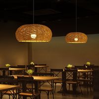 Lámpara de araña creativa de ratán, iluminación artística personalizada para restaurante, casa de té, sala privada, mesa de comedor