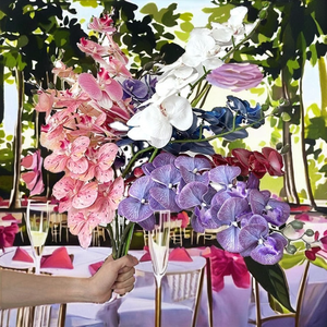 ดอกกล้วยไม้ฟาแลนนอปซิสประดิษฐ์แบบใหม่ 9 หัว 3 มิติ เหมือนจริง ทำจากยางลาเท็กซ์ สำหรับตกแต่งบ้าน งานแต่งงาน และกลางแจ้ง - Product Image 2