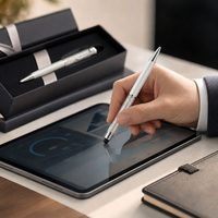 Pena Bolpoin Kristal Berkilau dengan Ujung Stylus Klip Logam Pena Tulis Halus untuk Tablet Ponsel Hadiah Penandatanganan Berbagai Warna
