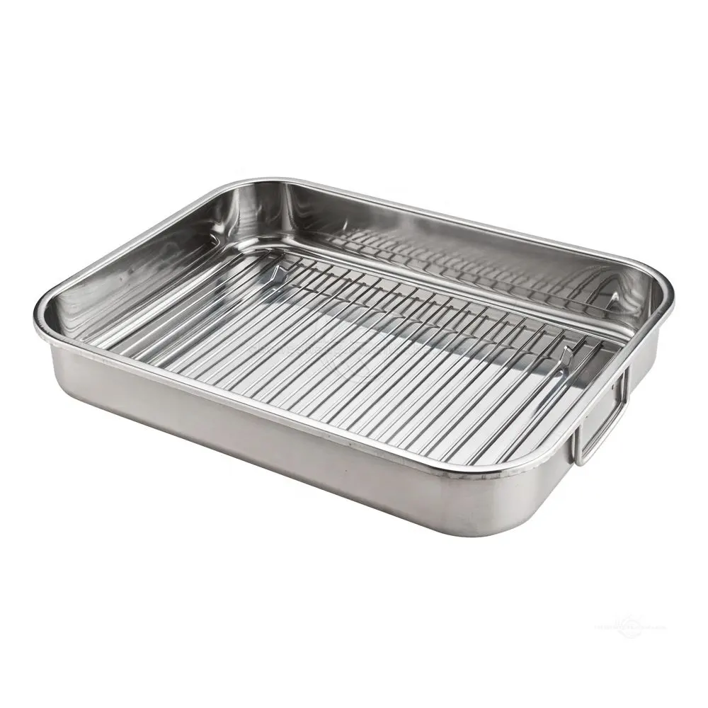 Set Rak Panggang Oven dan Panggang, Panci Panggang dan Rak Pendingin, Nampan Kue Stainless Steel