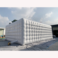 Tente de fête gonflable pliable en PVC, cube blanc, chapiteau gonflable avec lumières, imperméable quatre saisons, ignifuge