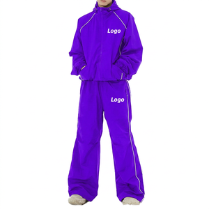 Ensemble coupe-vent personnalisé pour femme avec logo, col montant, à capuche, pour entraînement sportif et jogging, respirant, imperméable, séchage rapide - Product Image 2