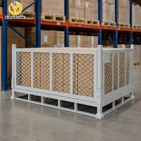 OEM ODM Diamond Mesh Stillage Cage Berlapis Bubuk Baja Q235 Tugas Berat Kapasitas 2000kg Rem Putar untuk Logistik Gudang