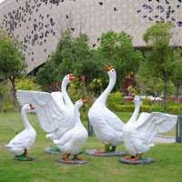 Ornements de modèle de canard d'oie blanche en résine de jardin extérieur Sculptures d'animaux simulés écologiques Décoration de paysage de pelouse de villa