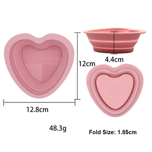 Bol de nettoyage pliable en silicone en forme de cœur pour pinceaux de maquillage, avec logo personnalisé, tapis de lavage pour cosmétiques, outil de nettoyage pour pinceaux de beauté - Product Image 5