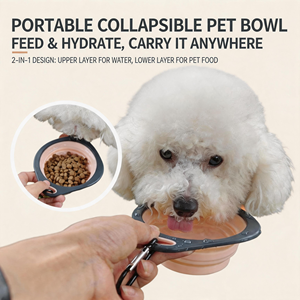 Bol pliable anti-déversement pour animaux de compagnie Quanying, bol à eau et à nourriture portable en silicone pour chien et chat, pour les sorties - Product Image 5