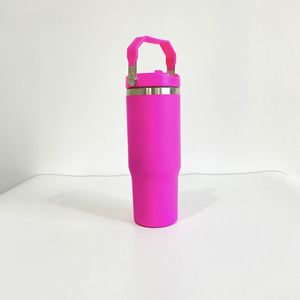 Matte Sublimation 30Oz Flip Straw Tumbler Gym Sport Car Travel Vacuum Insulated Water <b>Bottle</b> With Screw Handle Lid - Product Image 2