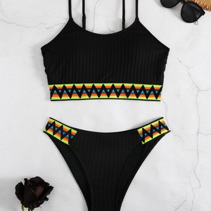 Maillot de bain sexy ajouré pour femme, coupe haute, couleur unie, tendance, tenue de plage - Product Image 2