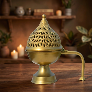 Soporte de dhoop de latón de calidad superior, Pooja Mandir tradicional para quemador de incienso, templo del hogar, regalo espiritual Aarti para religiosos - Product Image 3