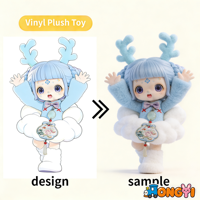 Maßgefertigte Großhandels-Plüschfiguren Vinyl & Plüsch Blind Box Plüsch-Schlüsselanhänger mit Vinyl-Gesicht Kuscheltiere Mystery Box Plüschtier