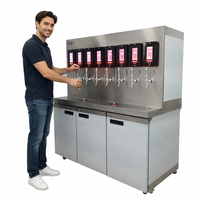 Distributeur de boissons en acier inoxydable de qualité alimentaire, personnalisé en usine, avec huit robinets, pour les magasins de bubble tea, les cafés et les restaurants