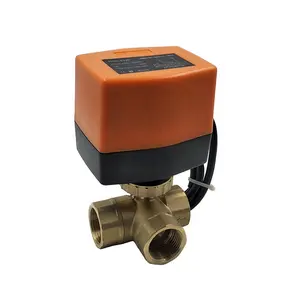 AC 230V DN20 3/4'' 3 Way 3-Point Control Brass Motorized Ball Valve HVAC Water Treatment Flow Control Valves