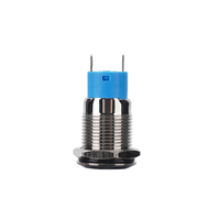 Bouton-poussoir momentané auto-bloquant/auto-réinitialisant à tête plate éclairée par LED, en métal, étanche IP65, 8 mm, à quatre broches
