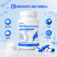 Créatine monohydrate ODM, supplément nutritionnel pré-entraînement, récupération musculaire, nutrition sportive, capsules de créatine monohydrate