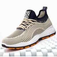 Chaussures de course respirantes en maille Fly Knit pour hommes, baskets sportives à lacets, bout rond, semelle intermédiaire Chevron, semelle extérieure en caoutchouc