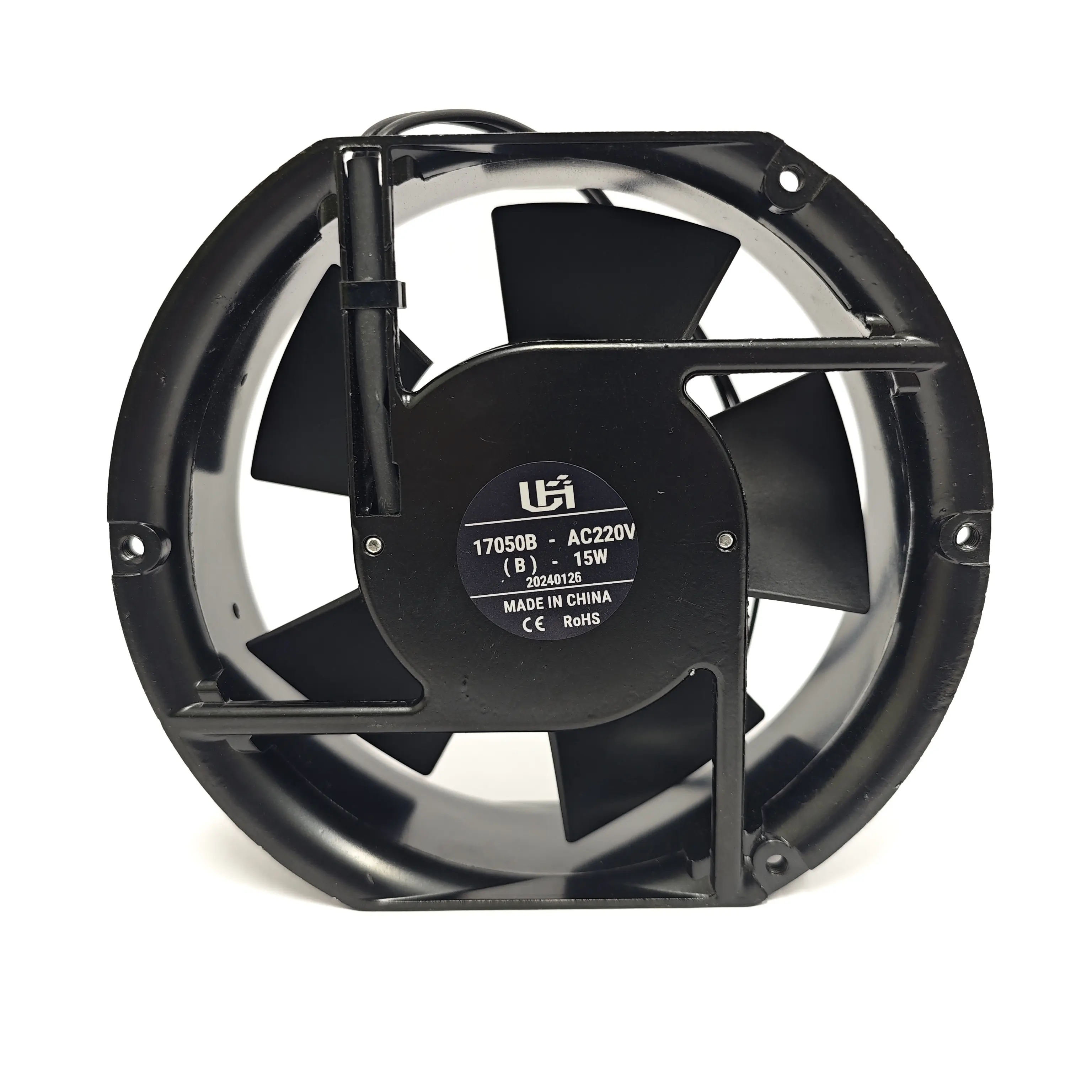 ที่กําหนดเองไอเสียพัดลม AC แบริ่งบอล 17050B 15W 220V AC Axial พัดลมระบายความร้อน 170x170x50 มม.CFM กรอบโลหะระบายอากาศ