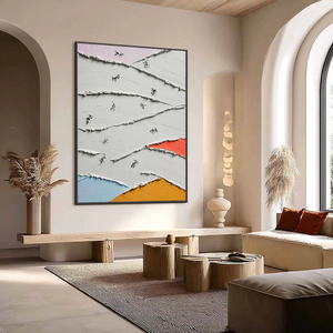 Moments Of Color Abstract Oil <b>Painting</b> Textured Wall Art Hand Painted Canvas With <b>Frame</b> Contemporary Indoor Decor - Product Image 2