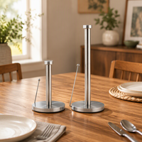 Support de rouleau d'essuie-tout en acier inoxydable avec bras à ressort, support de comptoir pour cuisine, nickel brossé, sur pied