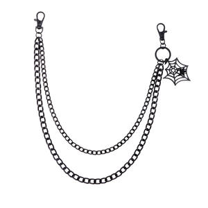 Cadena de cintura de metal de doble capa con colgante de telaraña, aleación de zinc negra, accesorio de moda hip hop para hombre, uso diario. - Product Image 5
