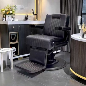 Sillón de Barbería Tapizado en Cuero PU Negro, Bomba Hidráulica Profesional, Reposapiés Extraíble, Diseño Moderno para Barbería y Salón - Product Image 5