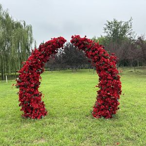 L08-5 corno a forma di cuore personalizzato a buon mercato buon prezzo arco composizione floreale cuore bianco fiore artificiale arco per il matrimonio - Product Image 1