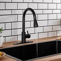 Robinet de cuisine moderne noir en acier inoxydable, monotrou, à poser sur comptoir, avec douchette extractible, mitigeur à levier unique, valve en céramique, pour hôtel