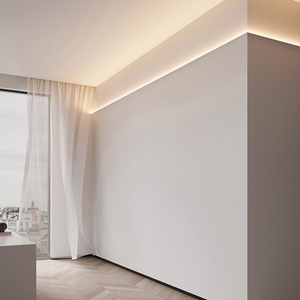 Profilé LED en aluminium pour éclairage indirect bidirectionnel, type <span class=keywords><strong>mur</strong></span>-washer, pour plinthe murale, <span class=keywords><strong>moulure</strong></span> de couronne et villa linéaire - Product Image 5