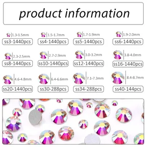 Cristales de Estrás Brillantes, Sin Fijación en Caliente, SS6-SS30, Amarillos, Parte Posterior Plana, para Coser, Decoración de Ropa, Arte de Uñas - Product Image 5