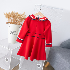 Nueva Moda al por Mayor, Ropa Infantil, Vestidos Elegantes de Manga Larga para Niñas Pequeñas en Rojo Chino, de Sitios Web de Compras - Product Image 3