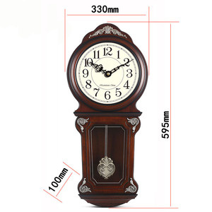 European Style Solid Wood Wall <b>Clock</b> Analog <b>Battery</b> Powered Pendulum Living Room Bedroom Dining Room - Product Image 4