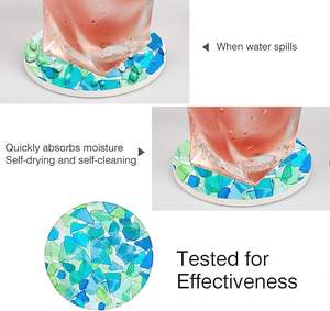 Posavasos de Cerámica con Mosaico de Vidrio Marino Clásico, Antideslizantes, Absorbentes y Ecológicos para Decoración del Hogar Contemporáneo - Product Image 4