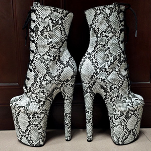 Talons Tacones Mujer Sexy Snake Print Women Stiletto Stripper Heels Platform <b>Shoes</b> Ankle Boots for Ladies - Product Image 2