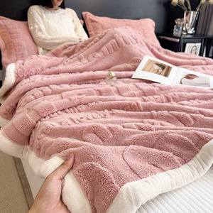 Couverture de Gros d'Hiver Rembourrée Épaisse, Plaid de Sieste pour Dortoir en Velours Corail, Couverture de Lit <span class=keywords><strong>et</strong></span> de Canapé - Product Image 2