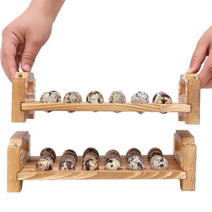 Wooden Quail Egg Rack 2 Tier Stackable Countertop <b>Storage</b> <b>Tray</b> Pine Wood Patina Rectangle Shape Food Container - Product Image 1