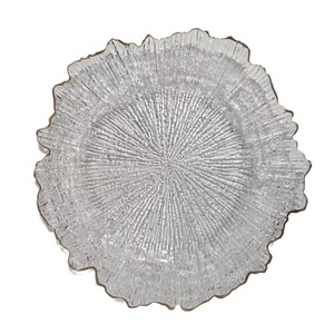 Platos para Catering, Platos de Melamina <span class=keywords><strong>Transparentes</strong></span>, Platos con Borde Ondulado Dorado y Plateado, Bandeja Redonda - Product Image 1