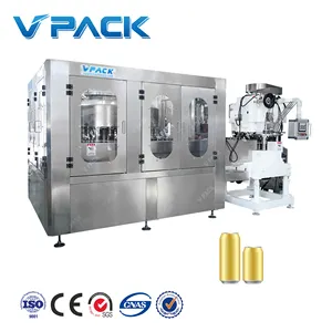 Automatic Craft Beer Beverage Juice 330ml Pop-Can Filling & Sealing 2in1 Machine /Complete Beer tin Canning production Line
