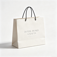 Sac fourre-tout en papier kraft recyclable de luxe blanc avec logo personnalisé imprimé en argent à chaud ROYAL ROAD CRAFTS Portable Shopping