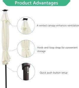Ombrellone da Esterno Helios&<span class=keywords><strong>Hestia</strong></span> 9 Piedi con Illuminazione LED, Mezzo Palo, Alimentazione Solare, Inclinabile, per Giardino, Terrazza e Arredamento Esterno - Product Image 6
