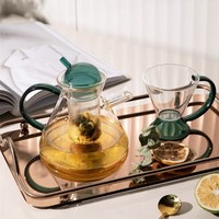 Ensemble de théière en verre borosilicate de haute qualité personnalisé de 500 ml, design luxueux fait main, infuseur à thé avec tasses