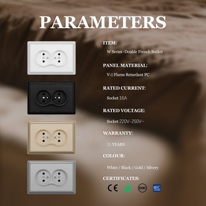 Mới đến chống cháy PC bảng lớn EU tiêu chuẩn đôi điện điện pháp loại kép 2P + t cắm tường ổ cắm - Product Image 2