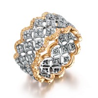 Silber & Gold Farbe Luxus Vintage Zirkonia Ring platini ert 3a Cz Band Trau ringe für Frau