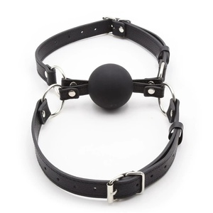 PU cuir Gag Couple partage jeu de trio balle solide jouet sexuel fléau BDSM Bondage flirtant prise de bouche réglable - Product Image 5