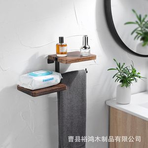 Porte-papier toilette mural en bois, porte-mouchoirs de salle de bain, support de rangement pour papier toilette avec séparateurs - Product Image 4