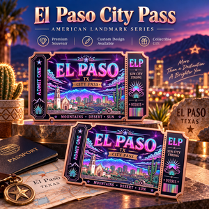 1 oz 999 Feinkupfer El Paso Stempelbarren 3D Hochrelief UV-farbig Proof-ähnlich Geschenk für Texas- und Borderland-Liebhaber - Product Image 2