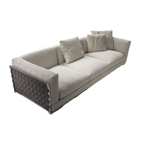 Canapé sectionnel simple et moderne de concepteur italien grand salon tissu tissé rangée droite coin caractéristique éponge matériau de remplissage