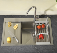 Évier de cuisine intelligent à ultrasons en acier inoxydable nano avec robinet, lave-vaisselle multifonctionnel pour fruits et légumes