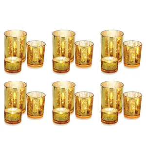 Gold Glass Tea Light Candle Holders Floating Mercury Candle Holder for Living Room Wedding Christmas Eco-friendly