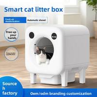Bac à litière pour chat intelligent carré en ABS entièrement fermé, avec contrôle à distance par application WiFi, nettoyage automatique et ensachage des déchets