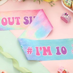 Peace Out <span class=keywords><strong>Single</strong></span> Digits I Am 10 Sash Decorazioni Tie Dye per il 10° Compleanno, Sash Decorazioni Buon 10° Compleanno per Ragazzo e Ragazza - Product Image 5