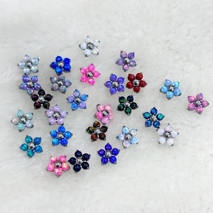 Bông tai khuyên tai titan G23 thời trang bán buôn, đá opal, ren trong 0.9mm, hoa opal năm cánh xinh xắn - Product Image 5